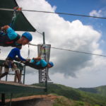 Doing the superman zipline in Diamante Eco Park